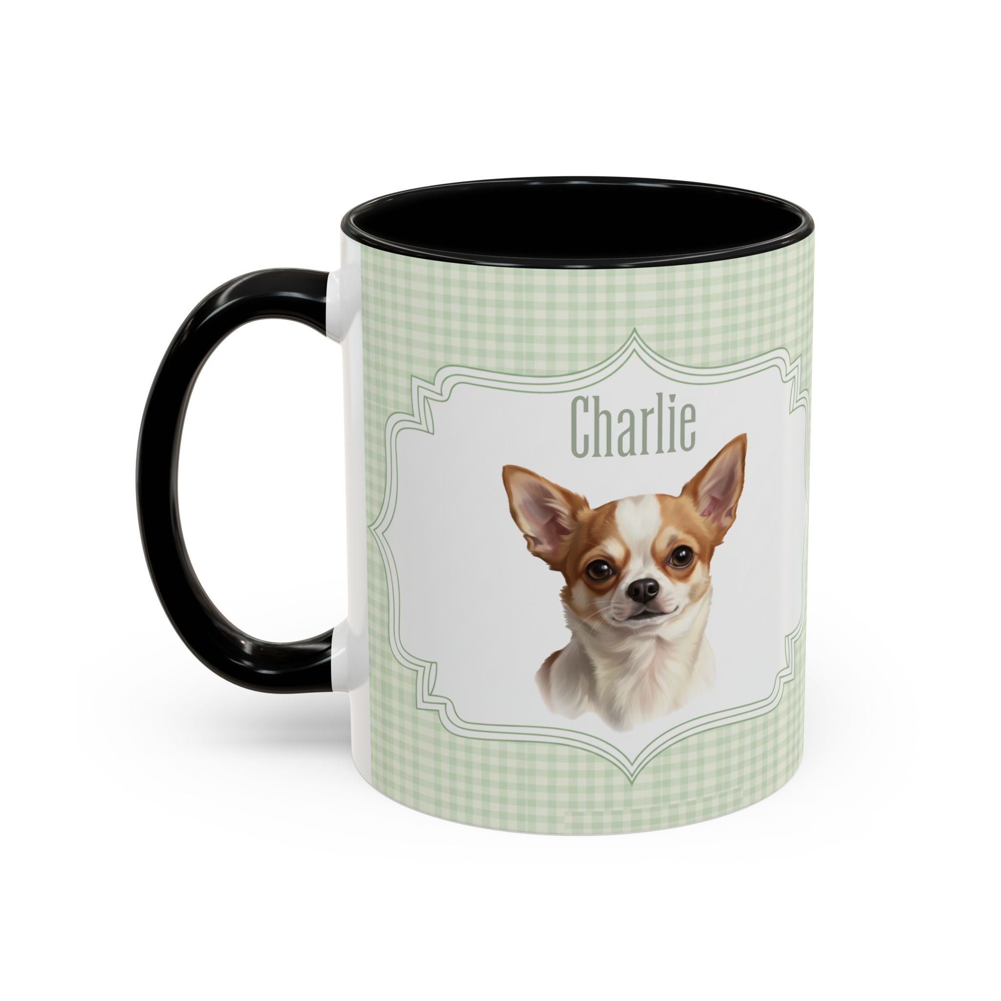 Personalized Pet Portrait Mug — Custom Pet Photo & Name Coffee Mug, Vintage Striped Oval Frame Design (11oz/15oz)