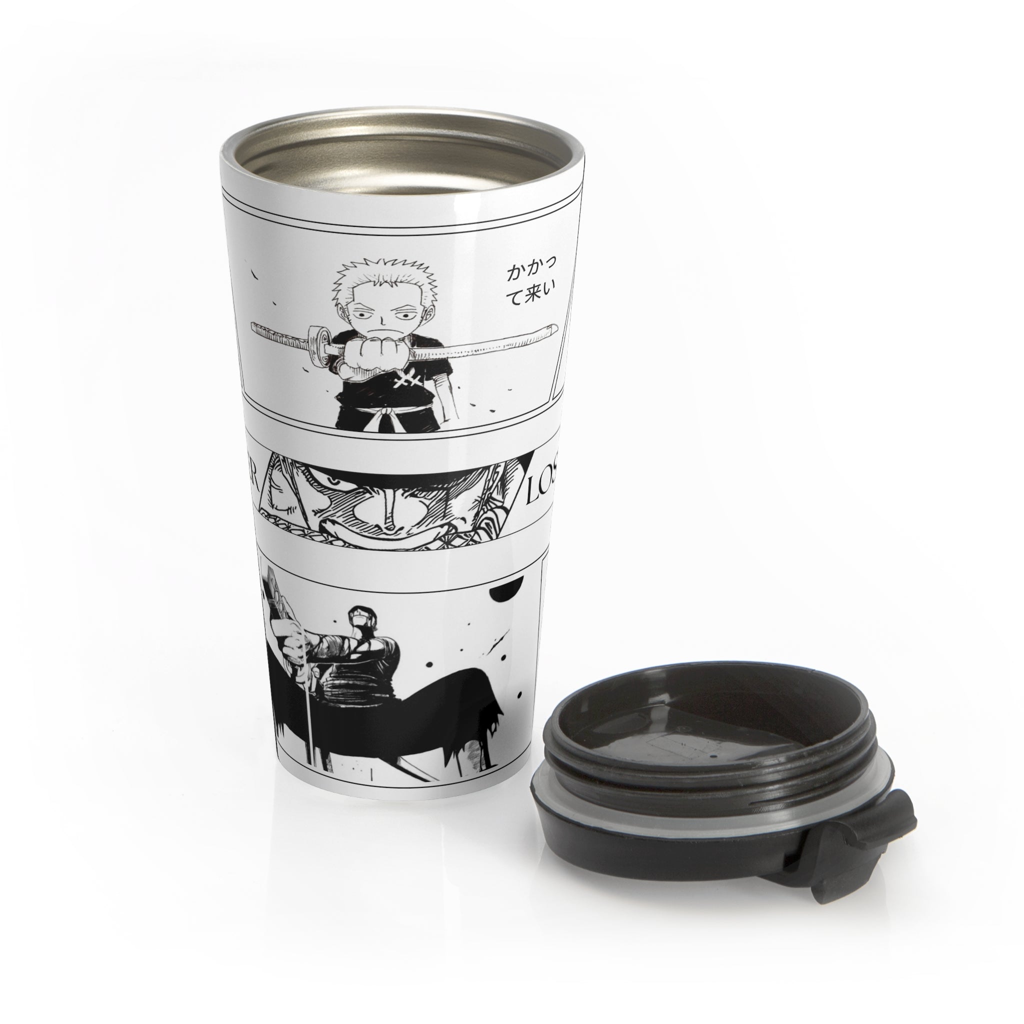 Zoro Anime Travel Mug – 15oz Stainless Steel Manga Tumbler for Coffee, Gym & Office