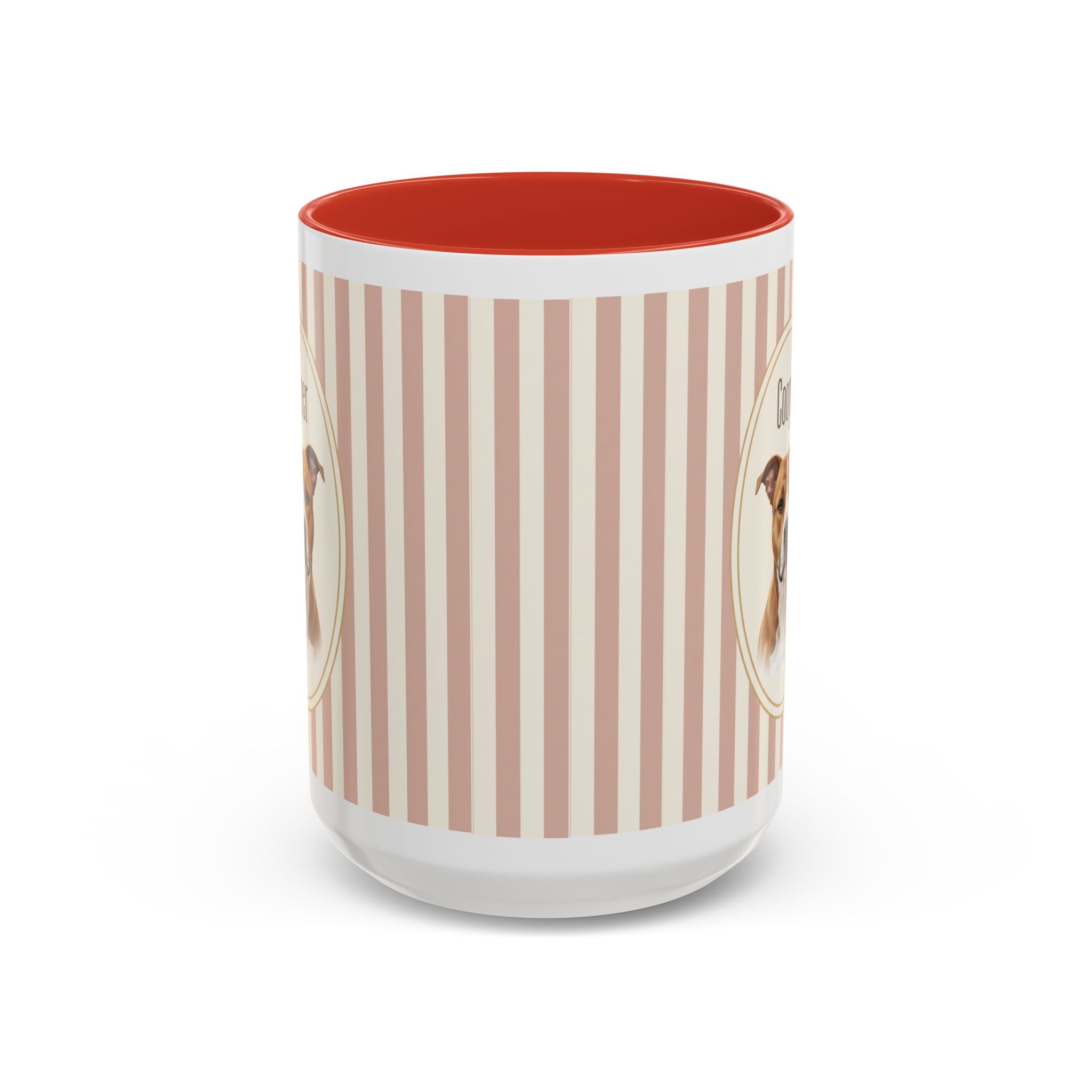 Personalized Pet Portrait Mug — Custom Pet Photo & Name Coffee Mug, Vintage Striped Oval Frame Design (11oz/15oz)