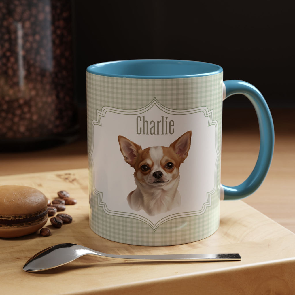 Personalized Pet Portrait Mug — Custom Pet Photo & Name Coffee Mug, Vintage Striped Oval Frame Design (11oz/15oz)