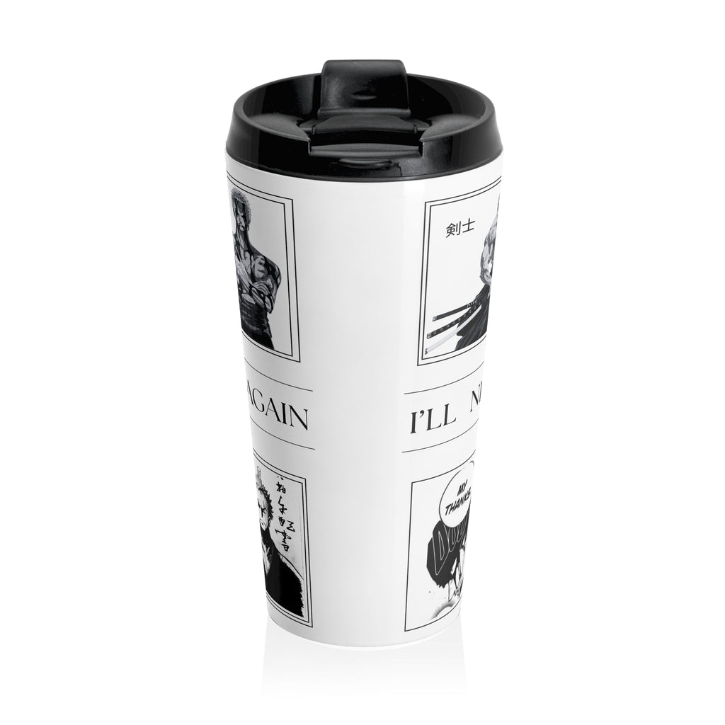 Zoro Anime Travel Mug – 15oz Stainless Steel Manga Tumbler for Coffee, Gym & Office