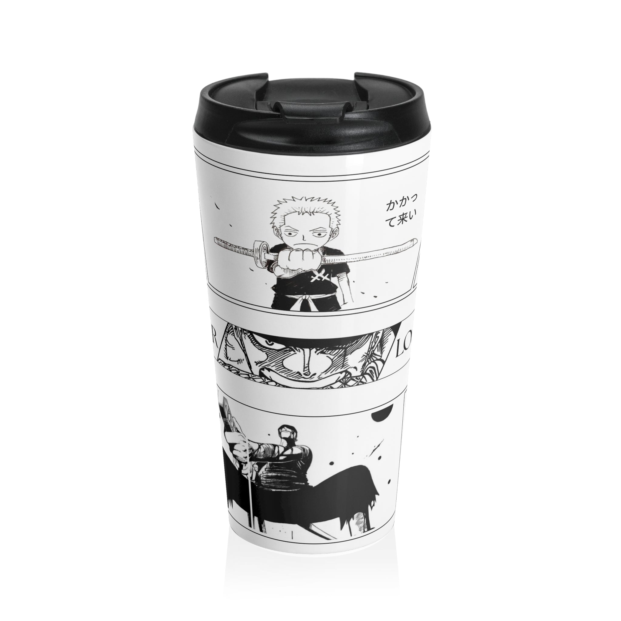 Zoro Anime Travel Mug – 15oz Stainless Steel Manga Tumbler for Coffee, Gym & Office