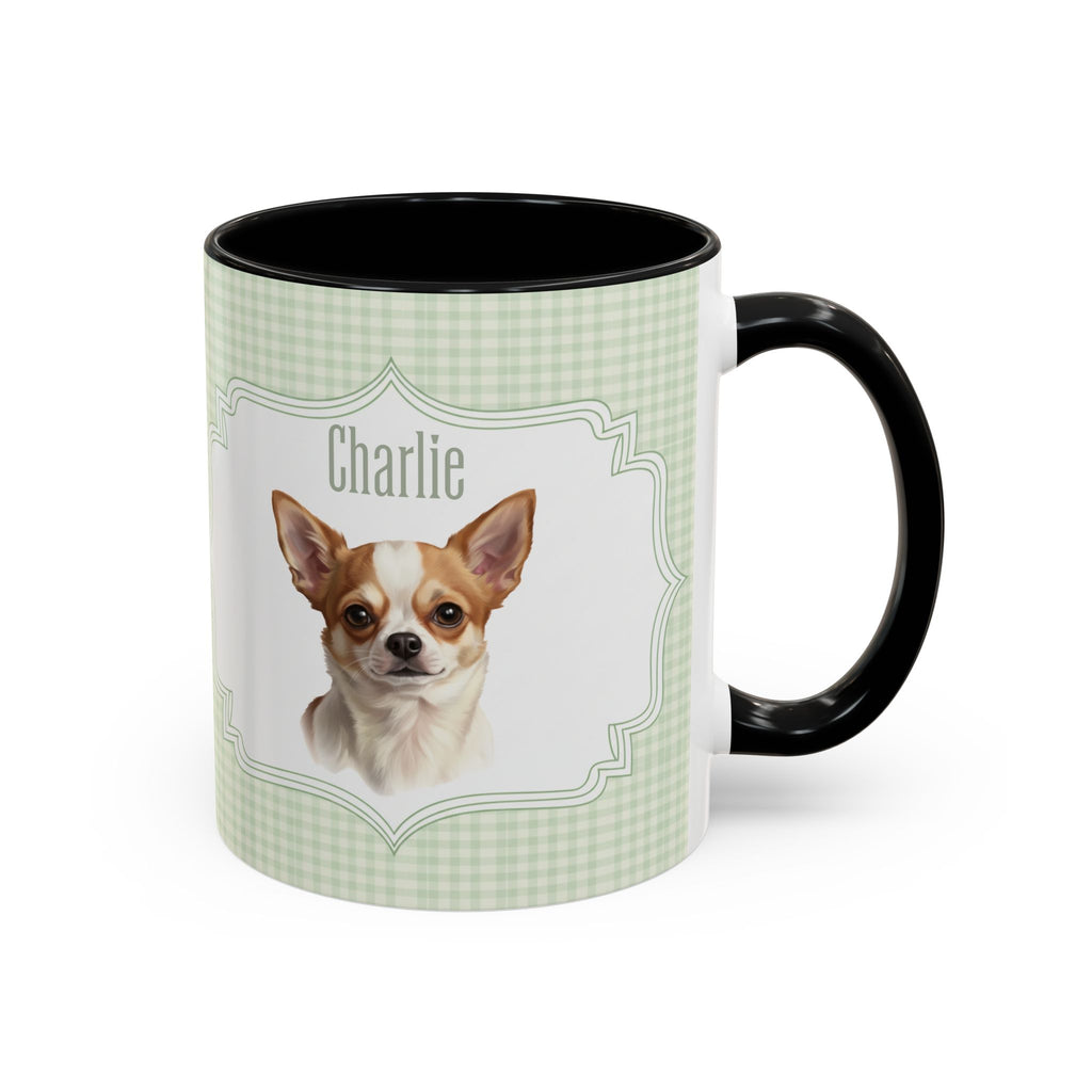 Personalized Pet Portrait Mug — Custom Pet Photo & Name Coffee Mug, Vintage Striped Oval Frame Design (11oz/15oz)