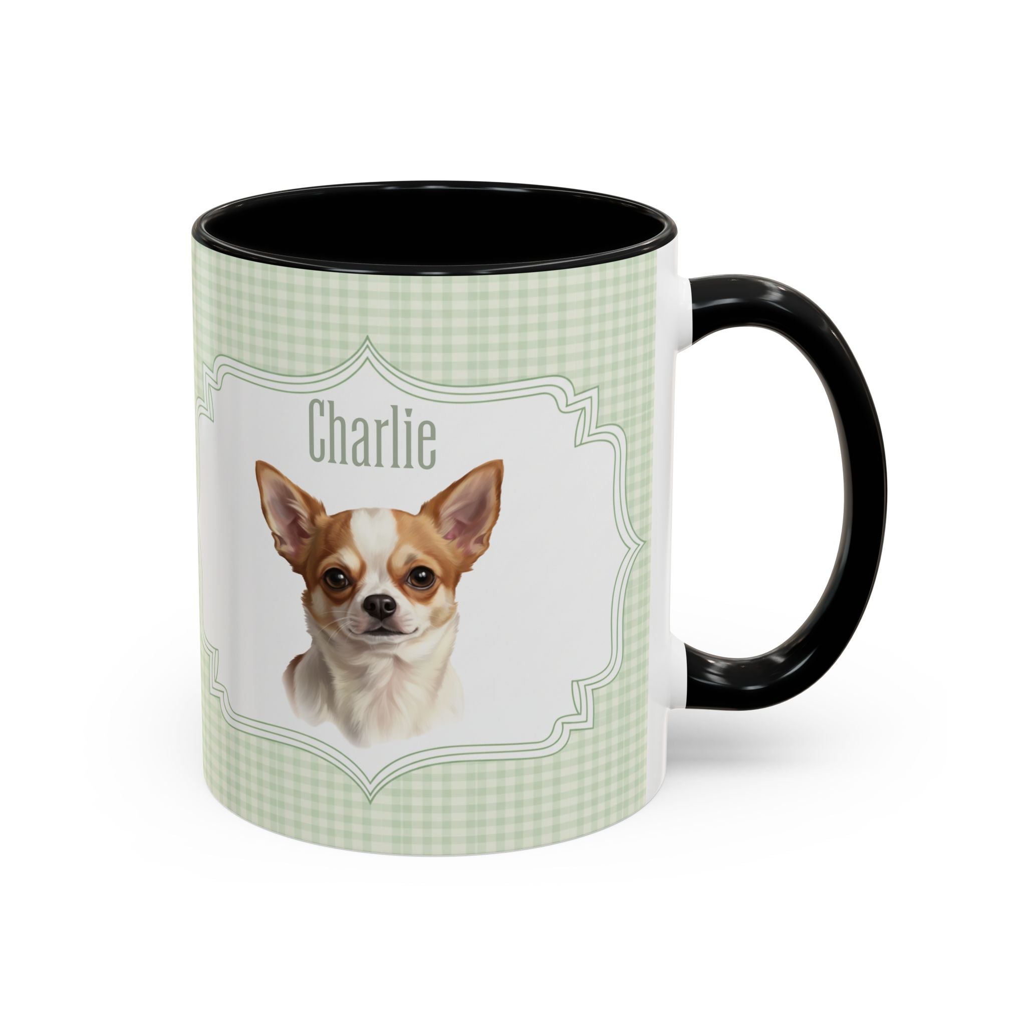 Personalized Pet Portrait Mug — Custom Pet Photo & Name Coffee Mug, Vintage Striped Oval Frame Design (11oz/15oz)