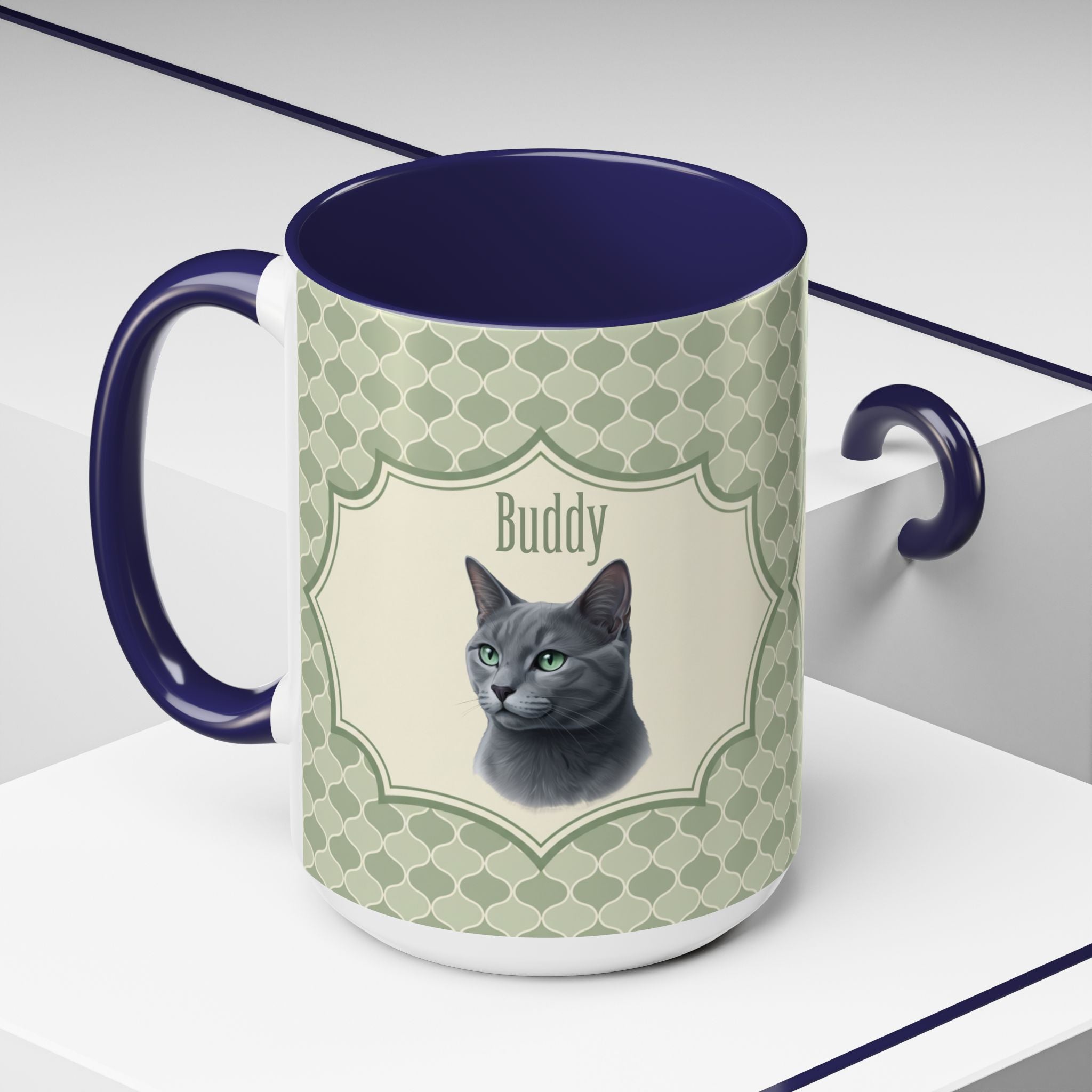 Personalized Pet Portrait Mug — Custom Pet Photo & Name Coffee Mug, Unique Artistic Design (11oz/15oz)