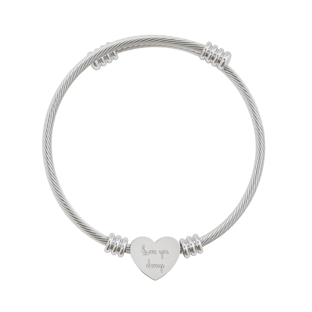 Love You Always Bracelet – Engraved Heart Cuff Bracelet | Meaningful Gift for Her