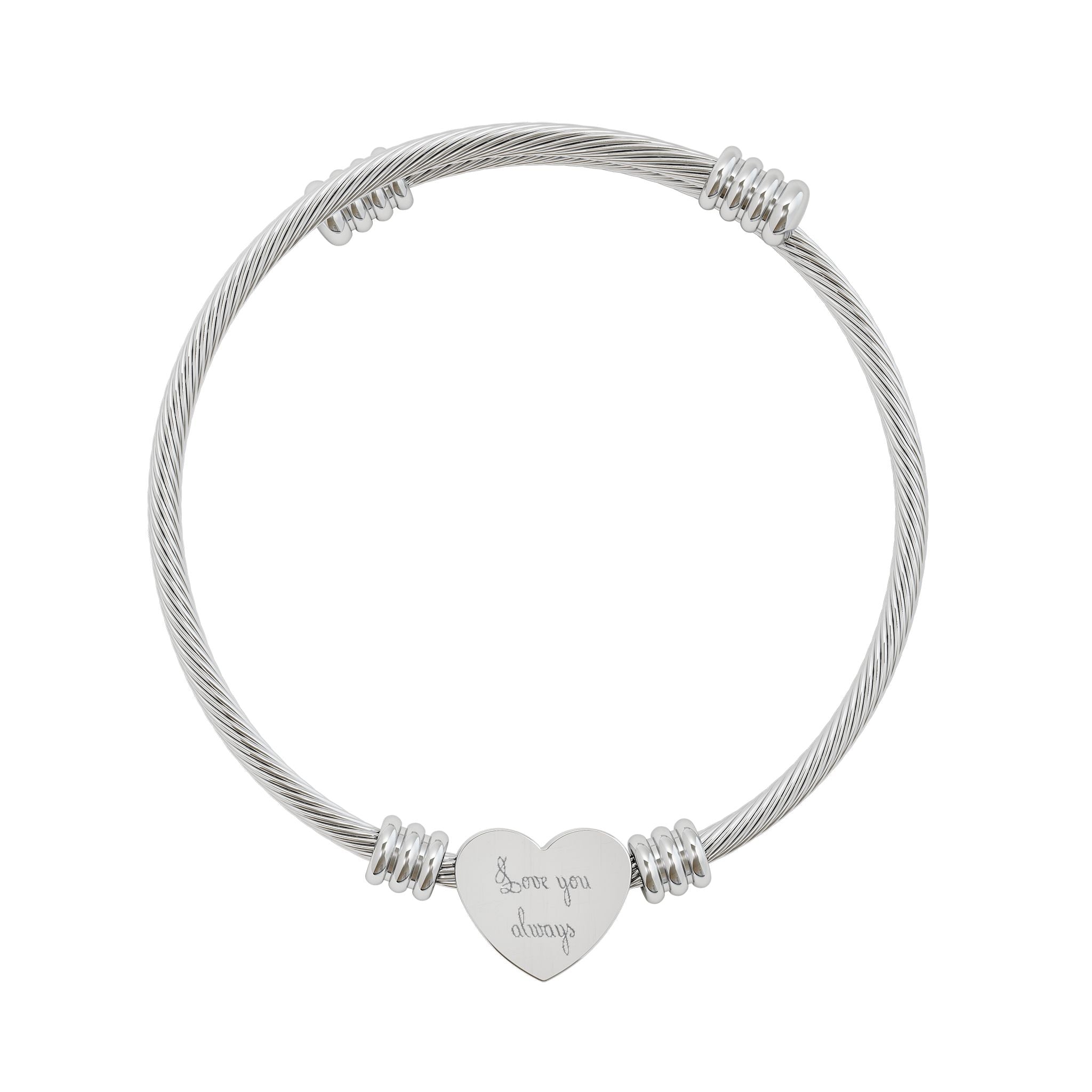 Love You Always Bracelet – Engraved Heart Cuff Bracelet | Meaningful Gift for Her