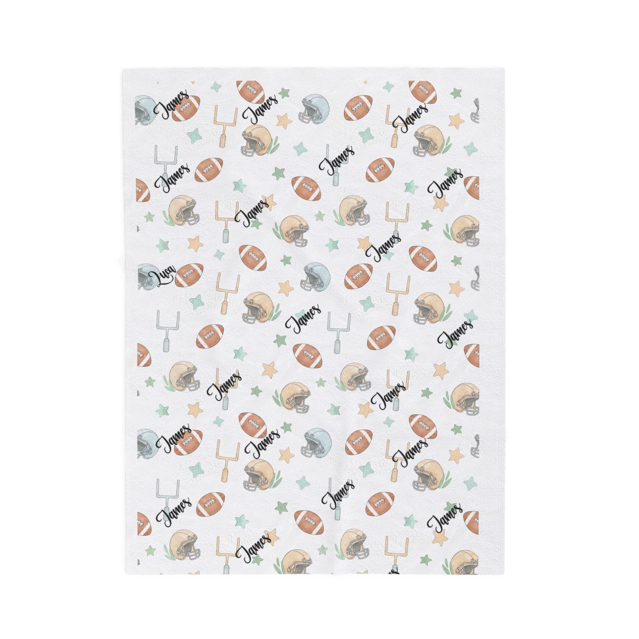 Personalized Football Game Plush Blanket — Soft American Football Baby Nursery Throw