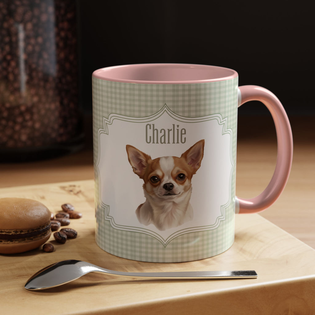 Personalized Pet Portrait Mug — Custom Pet Photo & Name Coffee Mug, Vintage Striped Oval Frame Design (11oz/15oz)