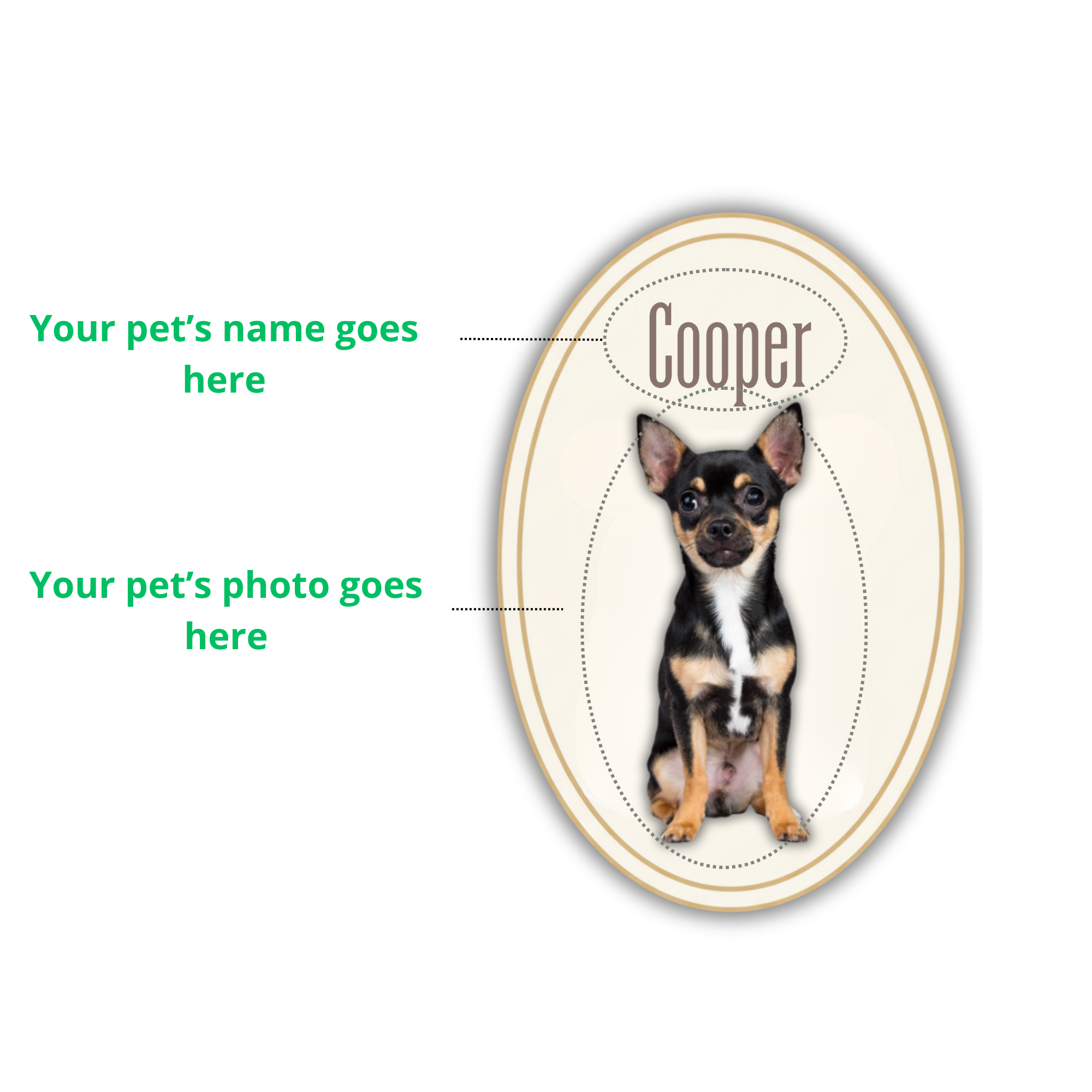 Personalized Pet Portrait Mug — Custom Pet Photo & Name Coffee Mug, Vintage Striped Oval Frame Design (11oz/15oz)