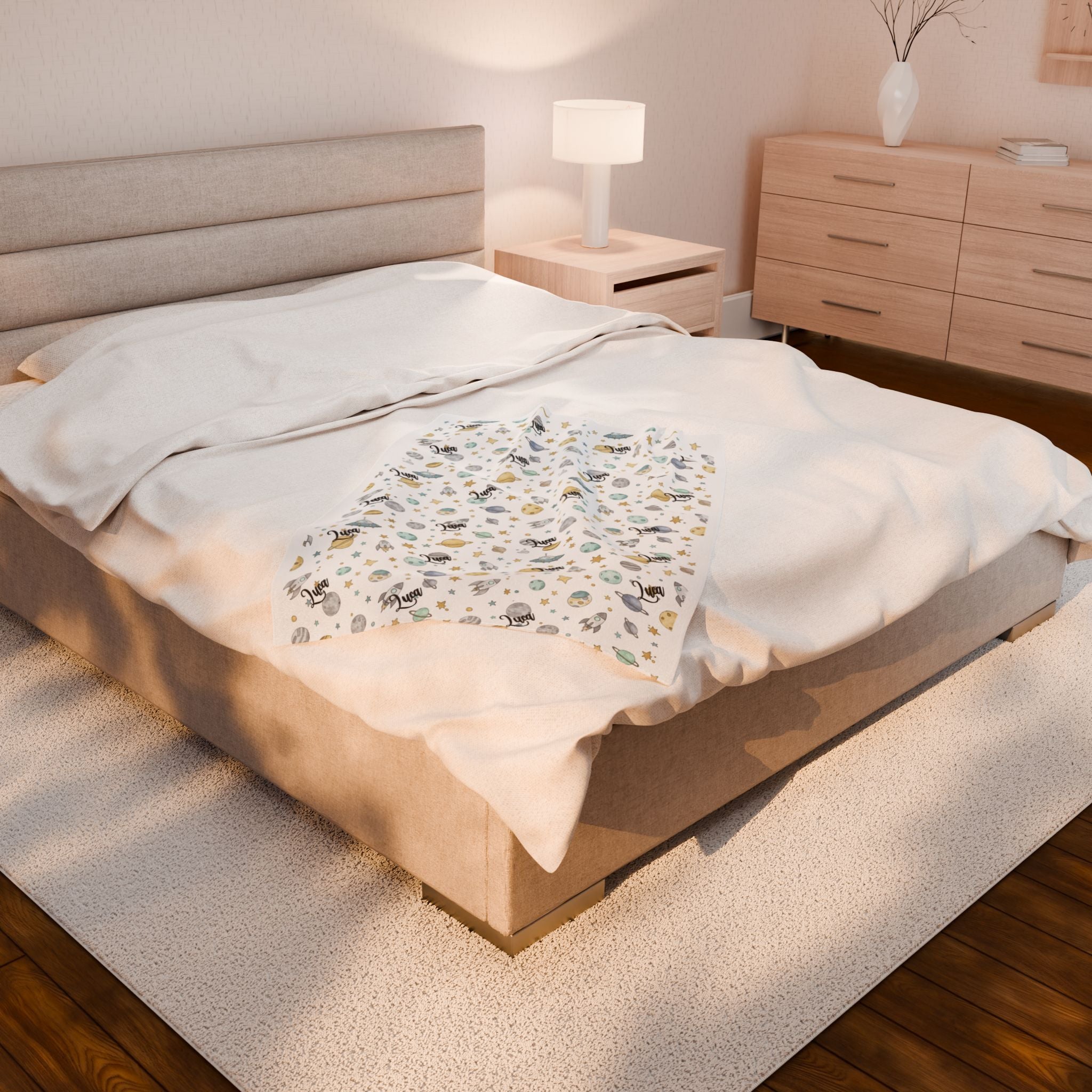 Personalized Cosmic Space Plush Blanket — Soft Galaxy Baby Nursery Throw