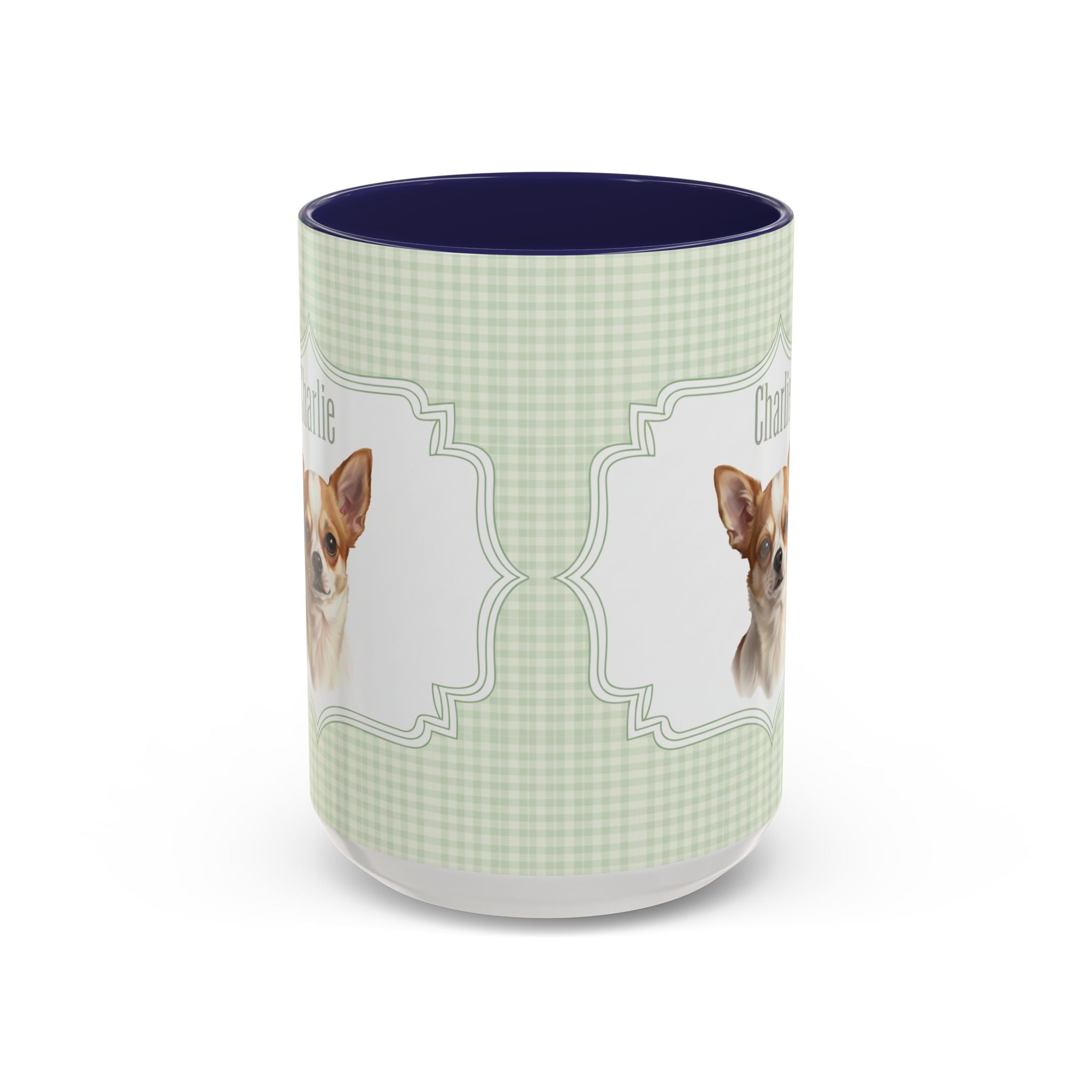 Personalized Pet Portrait Mug — Custom Pet Photo & Name Coffee Mug, Vintage Striped Oval Frame Design (11oz/15oz)