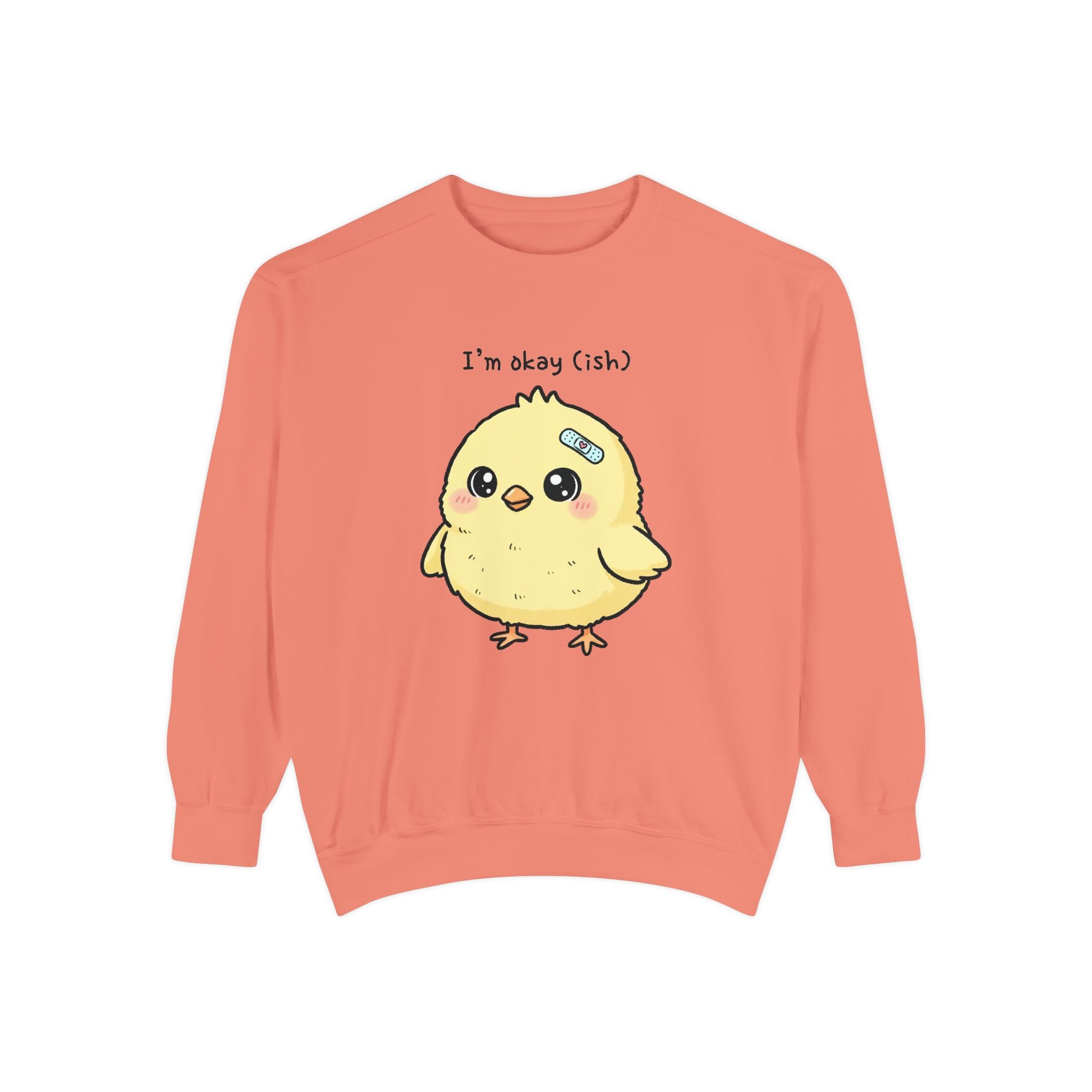 Cute Chick “I’m Okay (Ish)” Sweatshirt – Cozy Unisex Embroidered Pullover