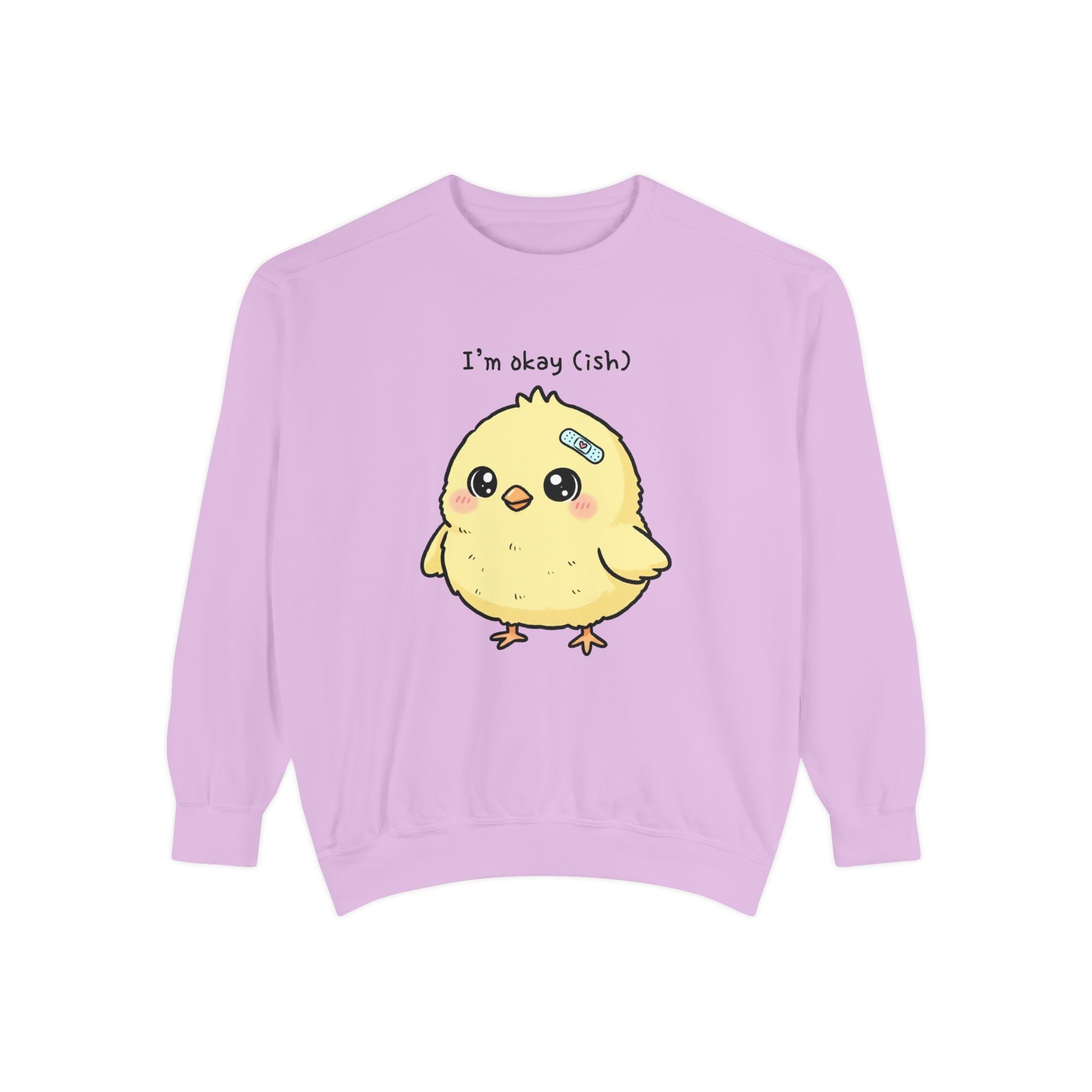 Cute Chick “I’m Okay (Ish)” Sweatshirt – Cozy Unisex Embroidered Pullover