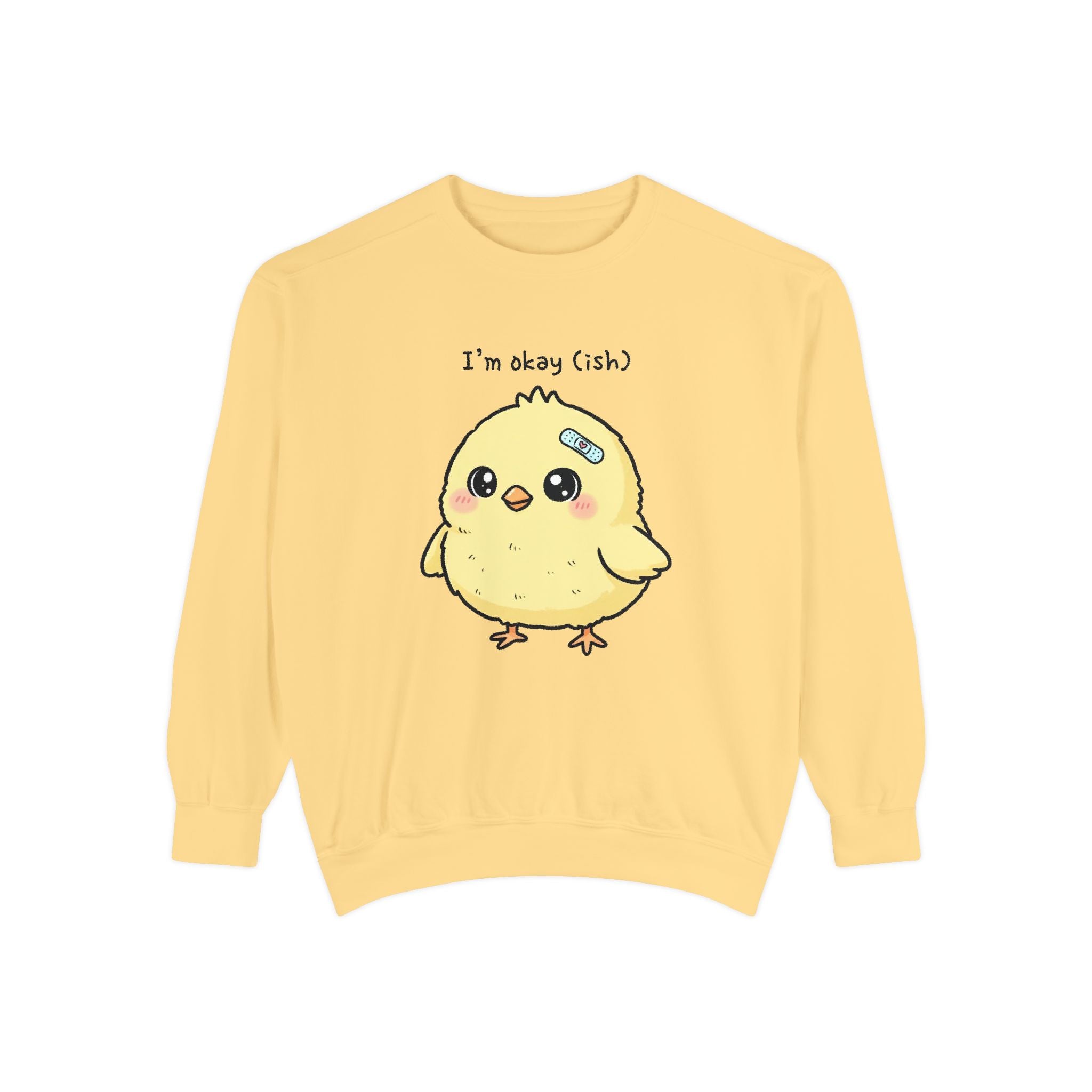 Cute Chick “I’m Okay (Ish)” Sweatshirt – Cozy Unisex Embroidered Pullover