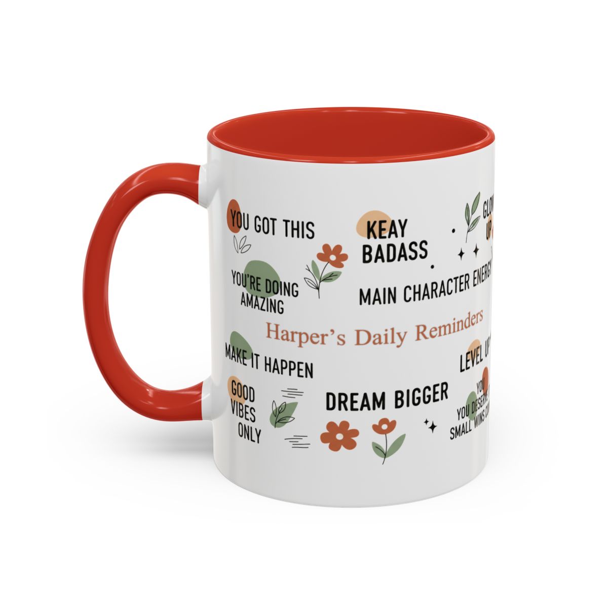Personalized Motivational Coffee Mug — Custom Name “Daily Reminders” Accent Mug (11/15oz)