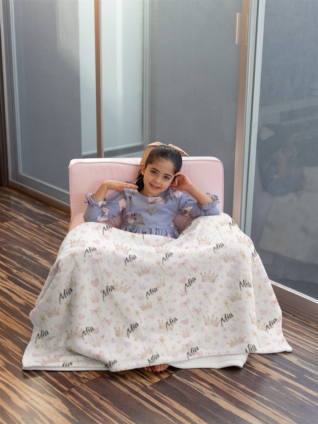 Personalized Princess Crowns Plush Blanket — Soft Royal Baby Nursery Throw