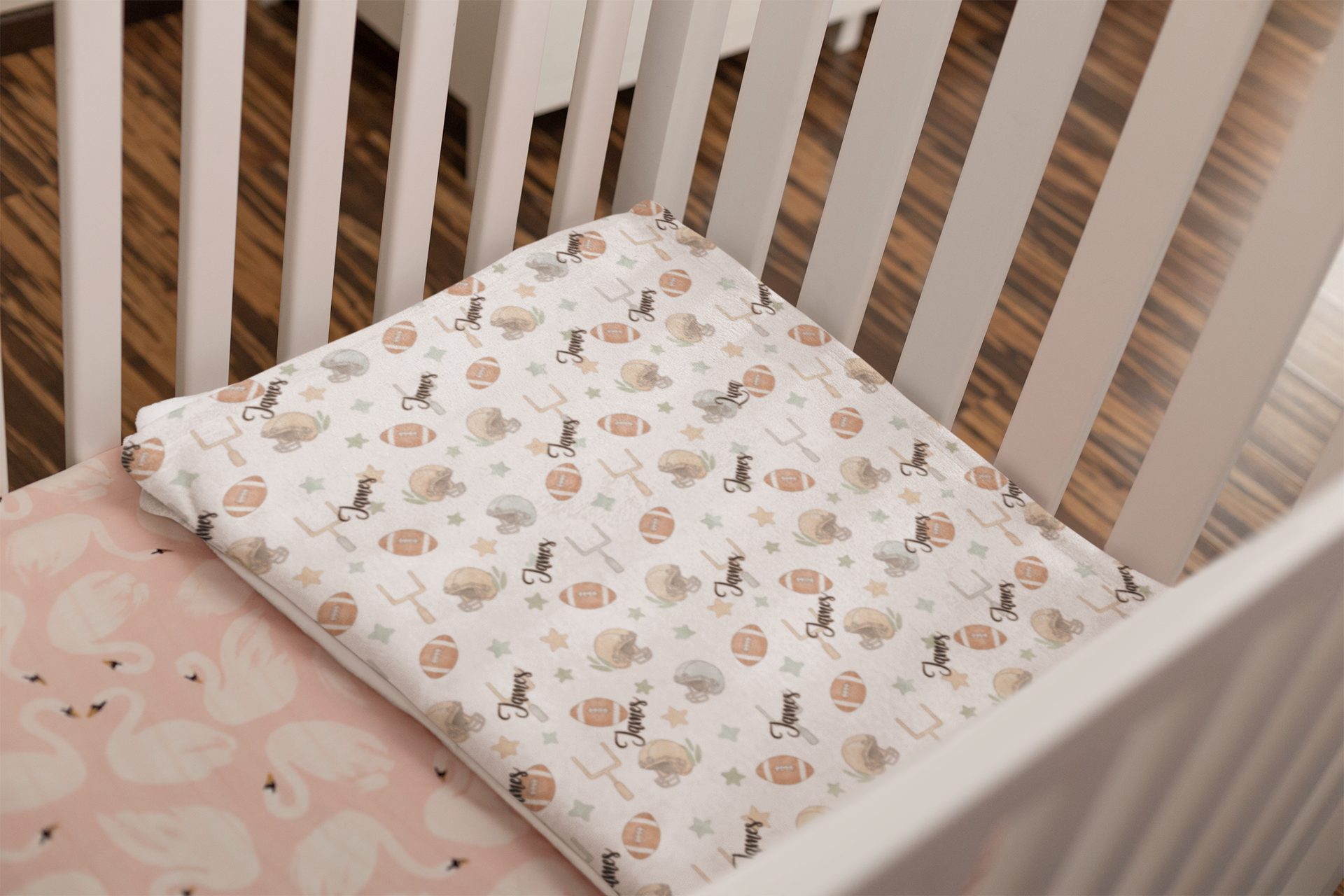 Personalized Football Game Plush Blanket — Soft American Football Baby Nursery Throw