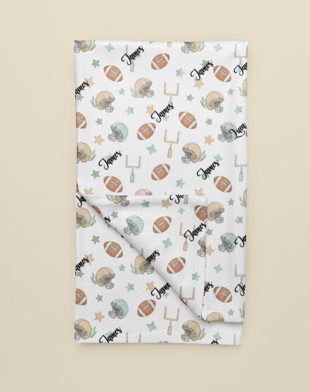 Personalized Football Game Plush Blanket — Soft American Football Baby Nursery Throw