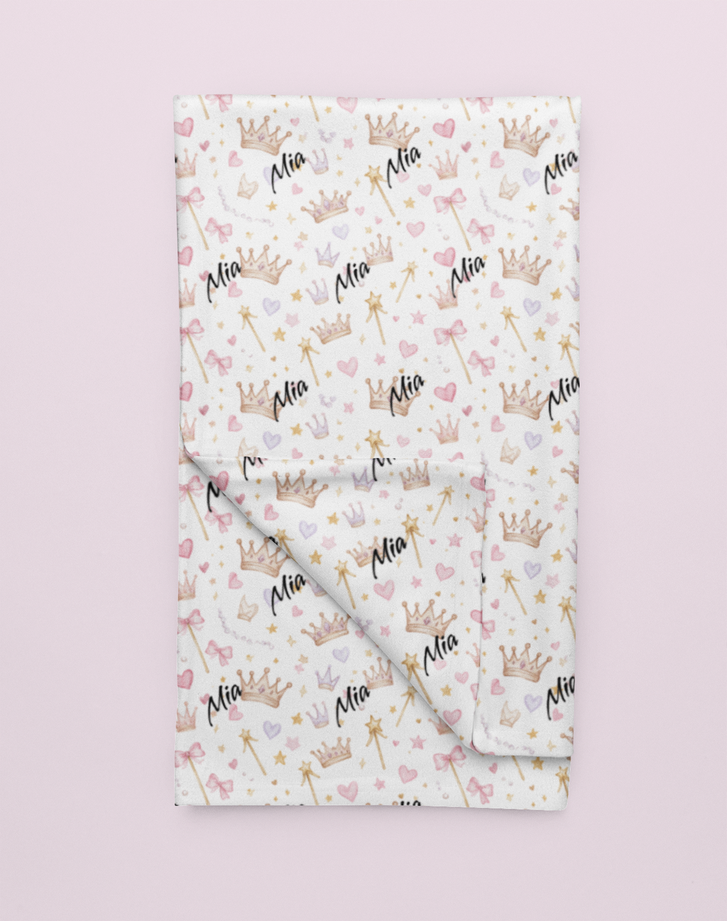 Personalized Princess Crowns Plush Blanket — Soft Royal Baby Nursery Throw