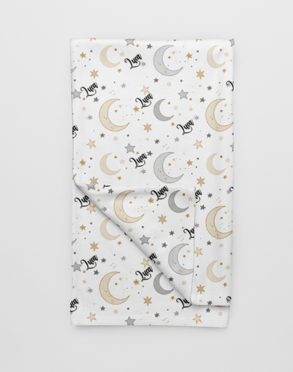 Personalized Moon & Stars Plush Blanket — Soft Velveteen Baby Nursery Throw