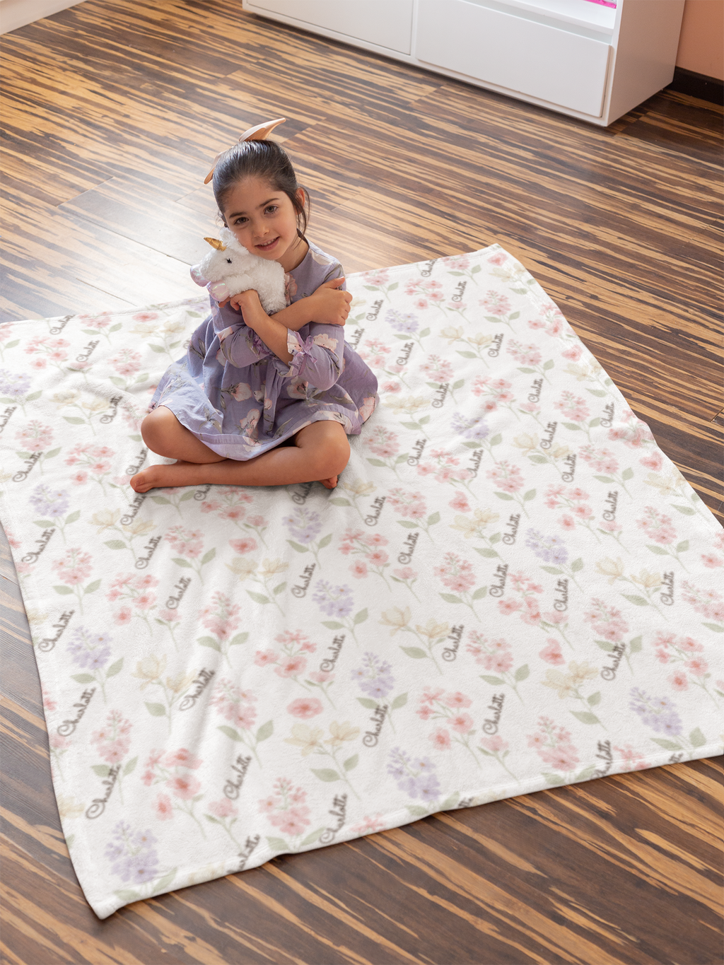 Floral Baby Blanket — Personalized Botanical Velveteen Nursery Throw
